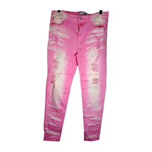 Blue Topic pink distressed jeans
